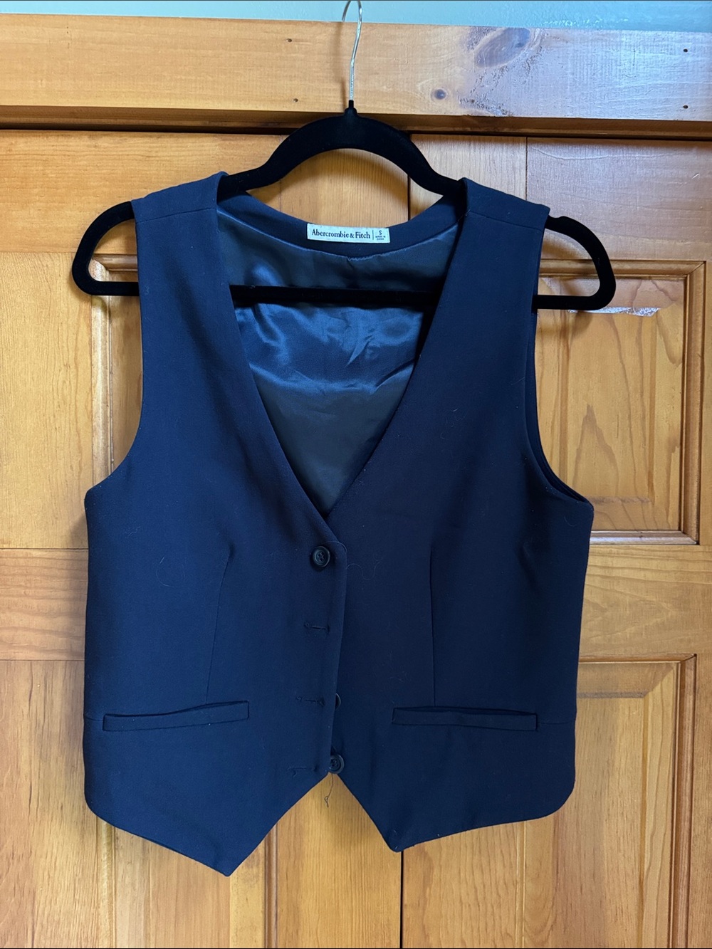 Abercrombie & Fitch Women's navy Tailored Button Vest